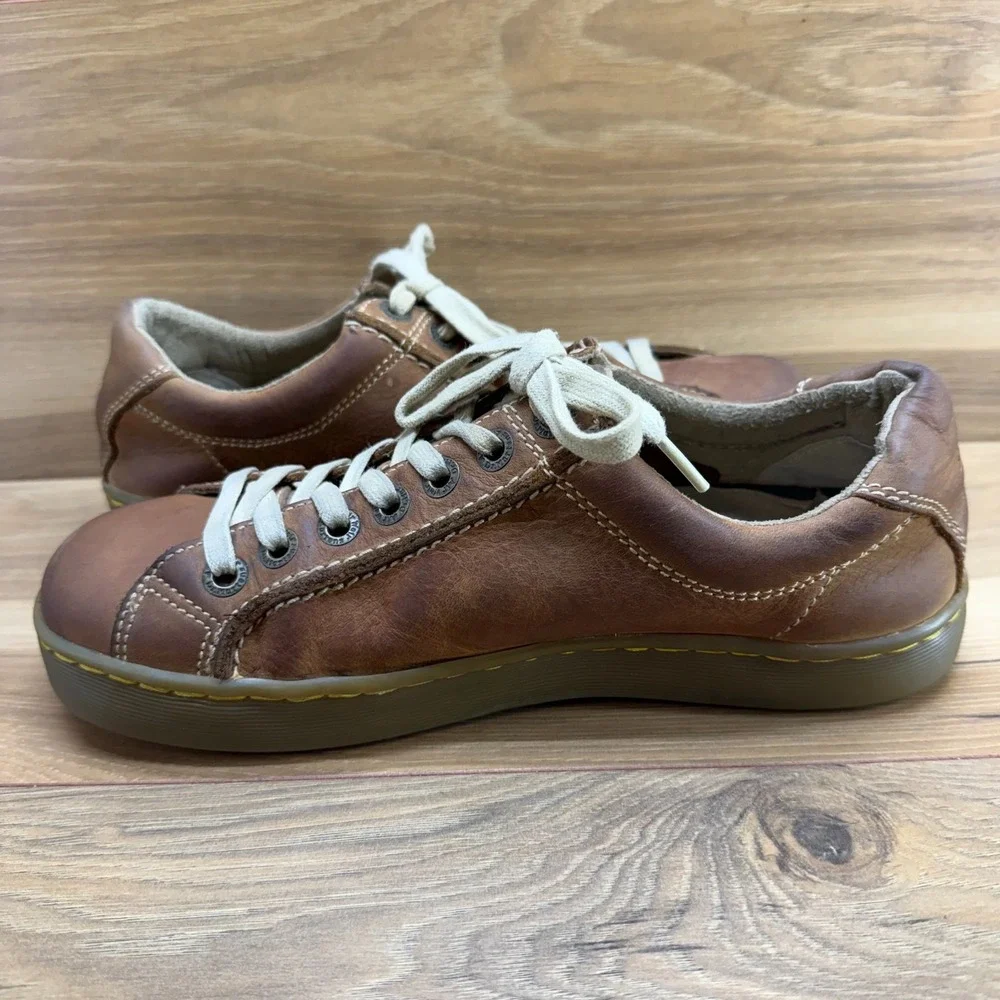 Dr Martens Vintage Casual Low Sneakers Mens 8 Tan Brown Leather Square Toe Y2K